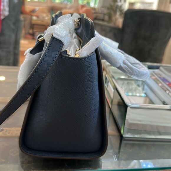 MICHAEL KORS SELMA Saffiano Leather Satchel Navy Blue NEW + Dust Bag - Picture 9 of 12